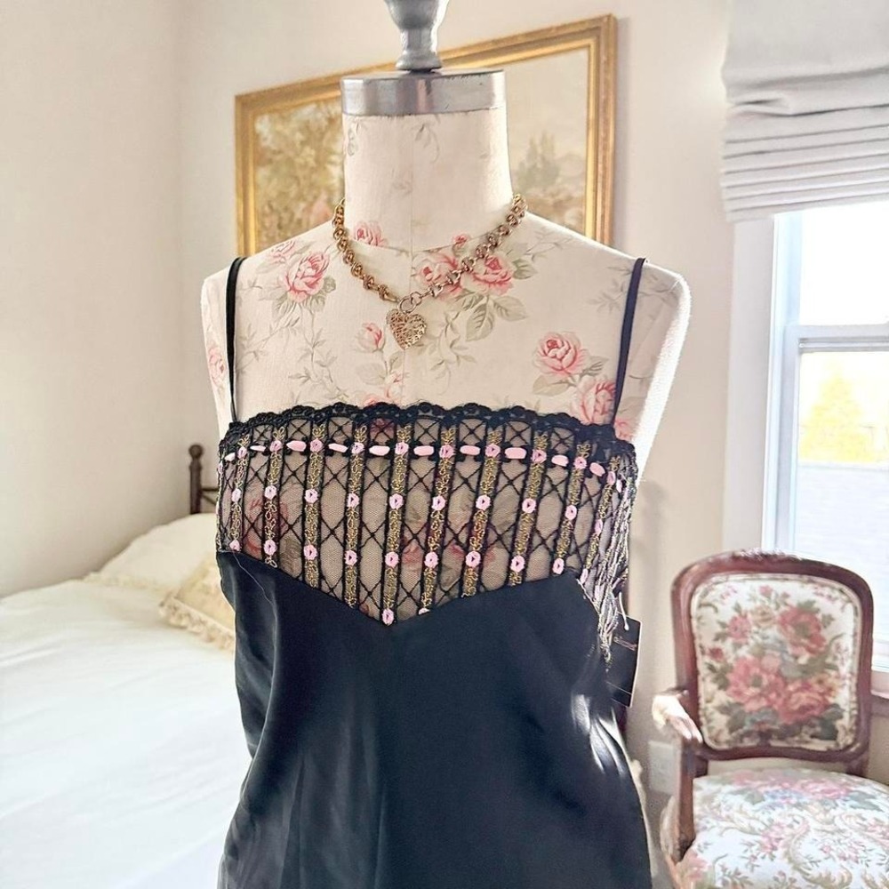 black lace cami y2k delicates black cami top size medium - Picture 3 of 7